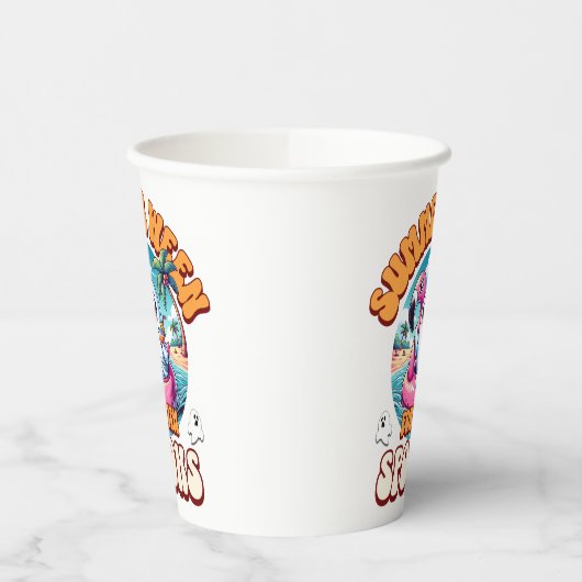 Gobelets En Papier Summerween Vibes Spooky Cute Ghost Flamingo Float (Gauche)