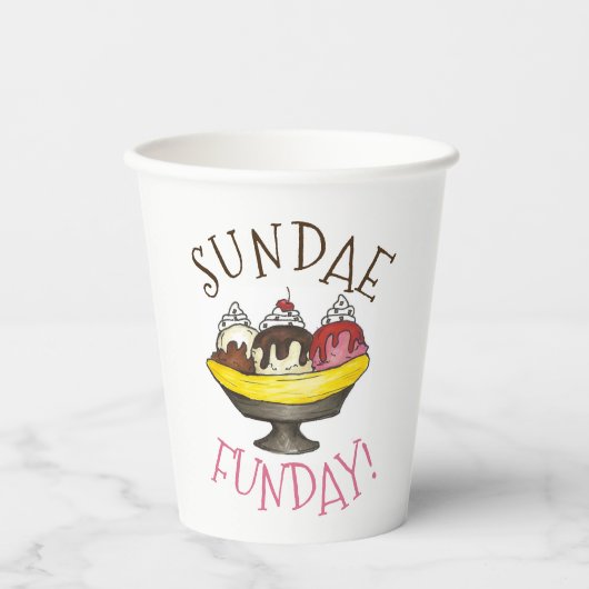 Gobelets En Papier SUNDAE FUNDAE Banana Split Ice Cream Social (Recto)