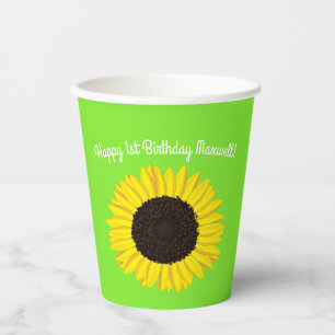 Gobelets En Papier Sunflower Cute 1er Birthday Kids