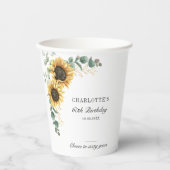 Gobelets En Papier Sunflower Eucalyptus floral Script 60e anniversair (Recto)