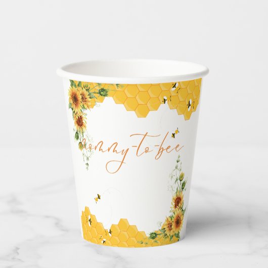 Gobelets En Papier Sunflower Honeycomb Baby shower de la mère à l'abe (Recto)