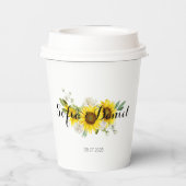 Gobelets En Papier Sunflower watercolor white rose wedding (Verso)