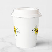 Gobelets En Papier Sunflower watercolor white rose wedding (Droite)