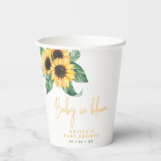 Gobelets En Papier Sunflowers Fall Baby in Bloom Baby shower (Verso)