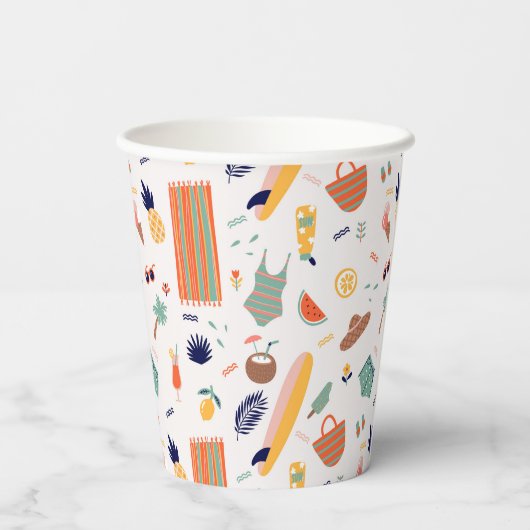 Gobelets En Papier Sunny Beach Fun Motif (Verso)