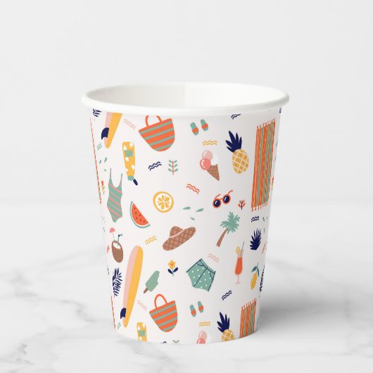 Gobelets En Papier Sunny Beach Fun Motif (Gauche)