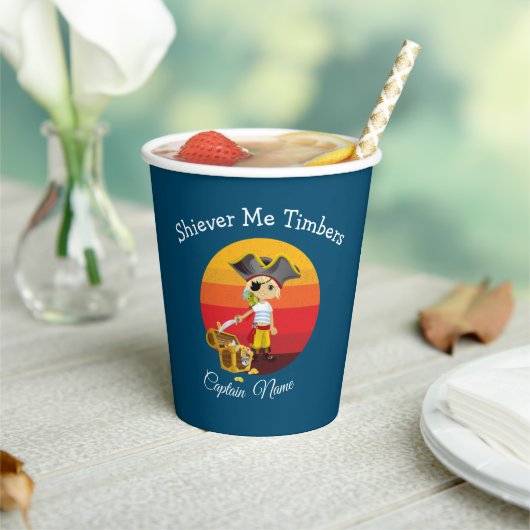 Gobelets En Papier Sunset Nautical Boy Pirate (Insitu)