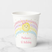 Gobelets En Papier Sunshine Arc-en-ciel rose or Anniversaire (Verso)