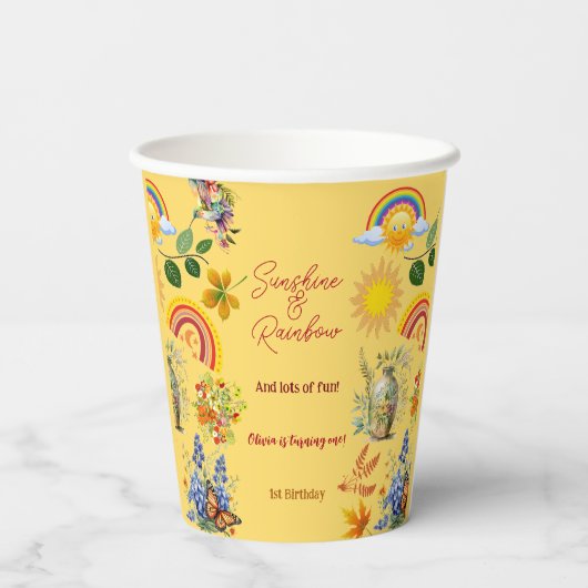 Gobelets En Papier Sunshine Rainbow Spring Garden Butterfly Anniversa (Verso)