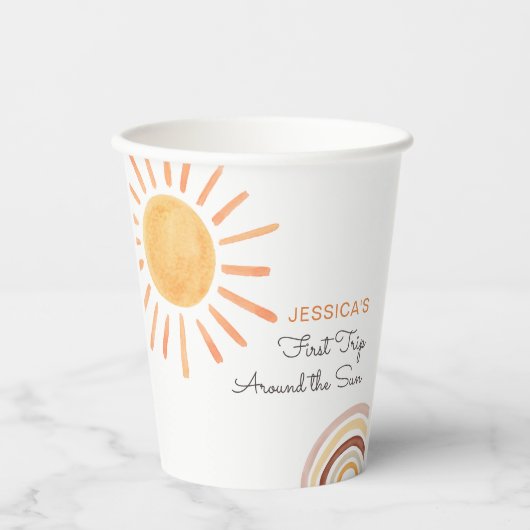 Gobelets En Papier Sunshine Rainbow Trip Autour du Soleil 1er Anniver (Recto)