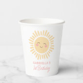 Gobelets En Papier Sunshine Sun Girl fête d'anniversaire (Verso)