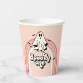 Gobelets En Papier super Ghost retro Halloween Éffrayant Un Anniversa (Recto)