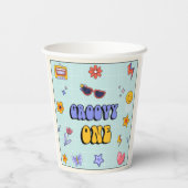Gobelets En Papier Super One Hippie Retro fête d'anniversaire (Verso)