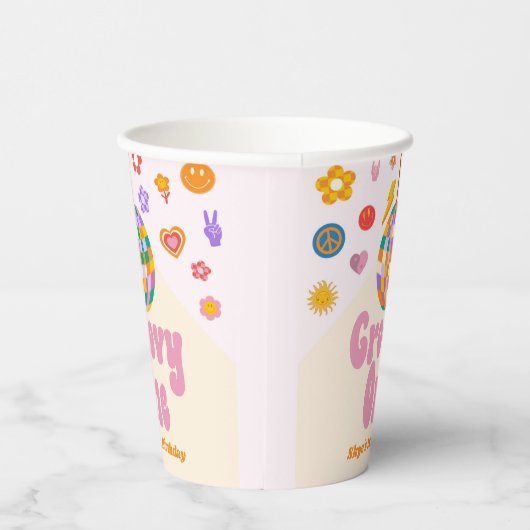 Gobelets En Papier Super One Retro Disco Ball 1er anniversaire (Droite)