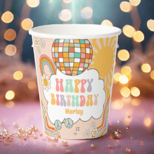 Gobelets En Papier Super Party Retro Hippie les années 70 Rainbow Ann