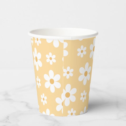 Gobelets En Papier Super Retro Daisy jaune (Droite)