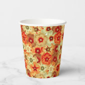 Gobelets En Papier Super Retro Orange Hippie Fleurs Motif (Verso)