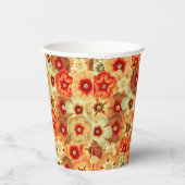 Gobelets En Papier Super Retro Orange Hippie Fleurs Motif (Droite)
