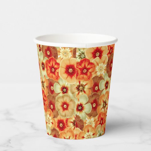 Gobelets En Papier Super Retro Orange Hippie Fleurs Motif (Droite)