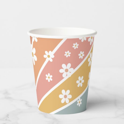 Gobelets En Papier Super Un Wild Trois Retro Sunshine Rainbow (Verso)