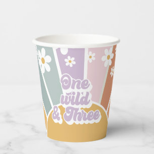 Gobelets En Papier Super Un Wild Trois Retro Sunshine Rainbow