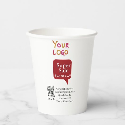 Gobelets En Papier super vente affaires réduction scan code QR détail (Recto)