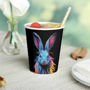 Gobelets En Papier Superbe Lapin Bleu en feu