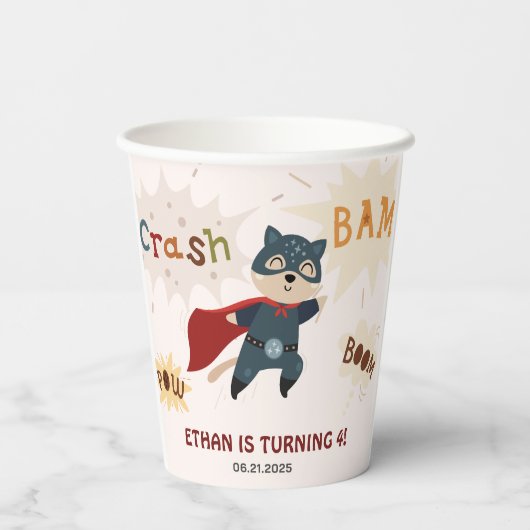 Gobelets En Papier Superhero Animaux mignons Anniversaire des enfants (Verso)