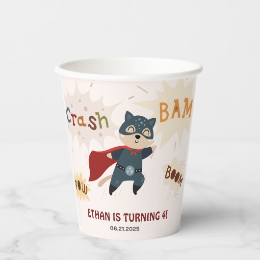 Gobelets En Papier Superhero Animaux mignons Anniversaire des enfants (Recto)