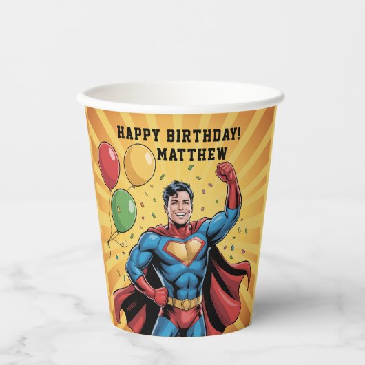 Gobelets En Papier Superhero Boys Birthday Party (Recto)