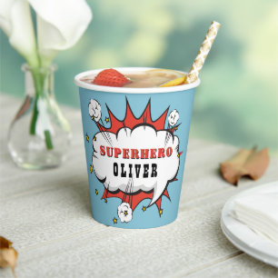 Gobelets En Papier Superhero Comic Speech Bubble Boy Anniversaire Par