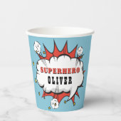 Gobelets En Papier Superhero Comic Speech Bubble Boy Anniversaire Par (Recto)