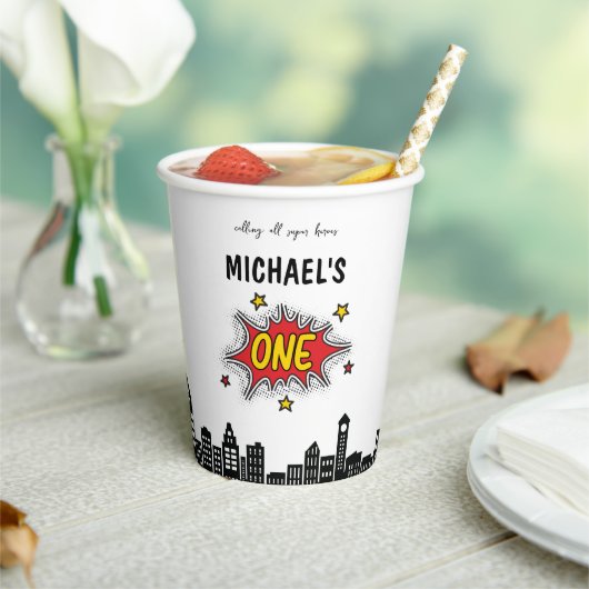 Gobelets En Papier Superhero dynamique 1er anniversaire (Insitu)