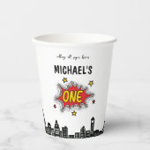 Gobelets En Papier Superhero dynamique 1er anniversaire (Recto)