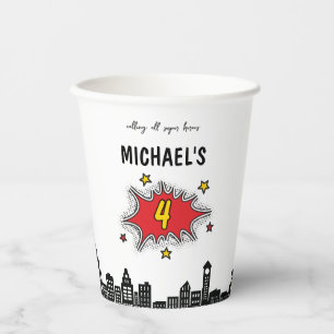 Gobelets En Papier Superhero dynamique 4e anniversaire