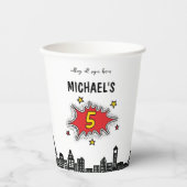 Gobelets En Papier Superhero dynamique 5e anniversaire (Recto)