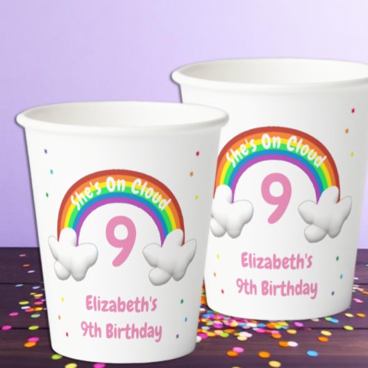 Gobelets En Papier Sur Cloud 9 ! Anniversaire arc-en-ciel