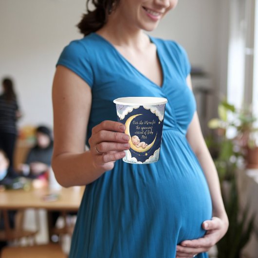 Gobelets En Papier Sur la lune Bébé Baby shower à thème céleste