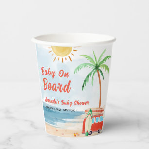 Gobelets En Papier Surf Beach Bébé À Bord Baby shower