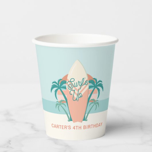 Gobelets En Papier Surf Beach Retro Tasses à papier (Recto)