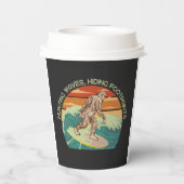 Gobelets En Papier Surf Bigfoot Chasse Vagues Cachant les empreintes (Verso)