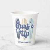 Gobelets En Papier Surf Up Surboard Beach Anniversaire (Recto)