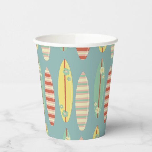 Gobelets En Papier Surfing Summer Retro Surfs boards Été (Gauche)