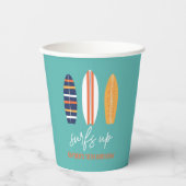 Gobelets En Papier Surfs Up BOY Plage de surf Anniversaire (Recto)