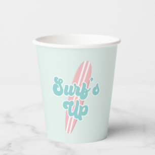 Gobelets En Papier Surfs Up Pink Beach Anniversaire