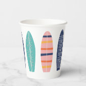 Gobelets En Papier Surfs Up Retro Beach Girl Surfboard (Verso)