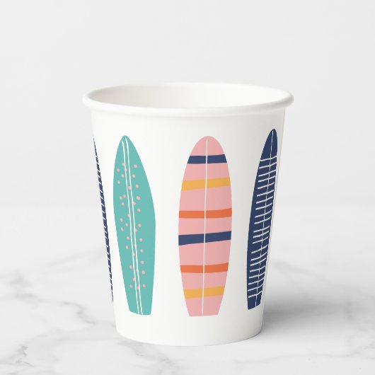 Gobelets En Papier Surfs Up Retro Beach Girl Surfboard (Verso)
