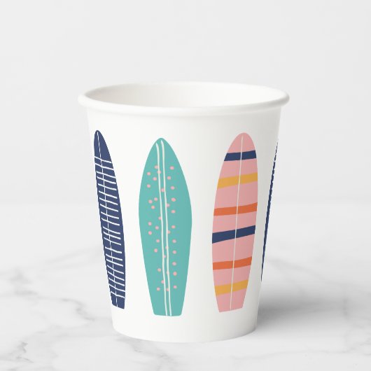 Gobelets En Papier Surfs Up Retro Beach Girl Surfboard (Recto)