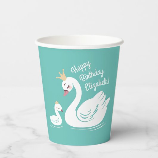 Gobelets En Papier Swan 1er anniversaire Baby shower (Verso)