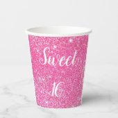 Gobelets En Papier SWEET 16 Anniversaire Étincelle Parties scintillan (Recto)